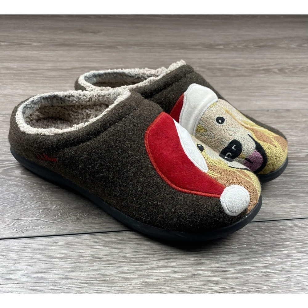 LL Bean Women's Daybreak Christmas Dog Slippers‎ House Shoes Size 8M